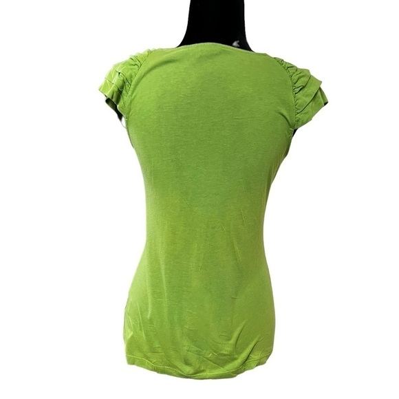 2/$20 Banana Republic Ruffle Sleeve Top - Bright Green - Modal - Picture 3 of 7